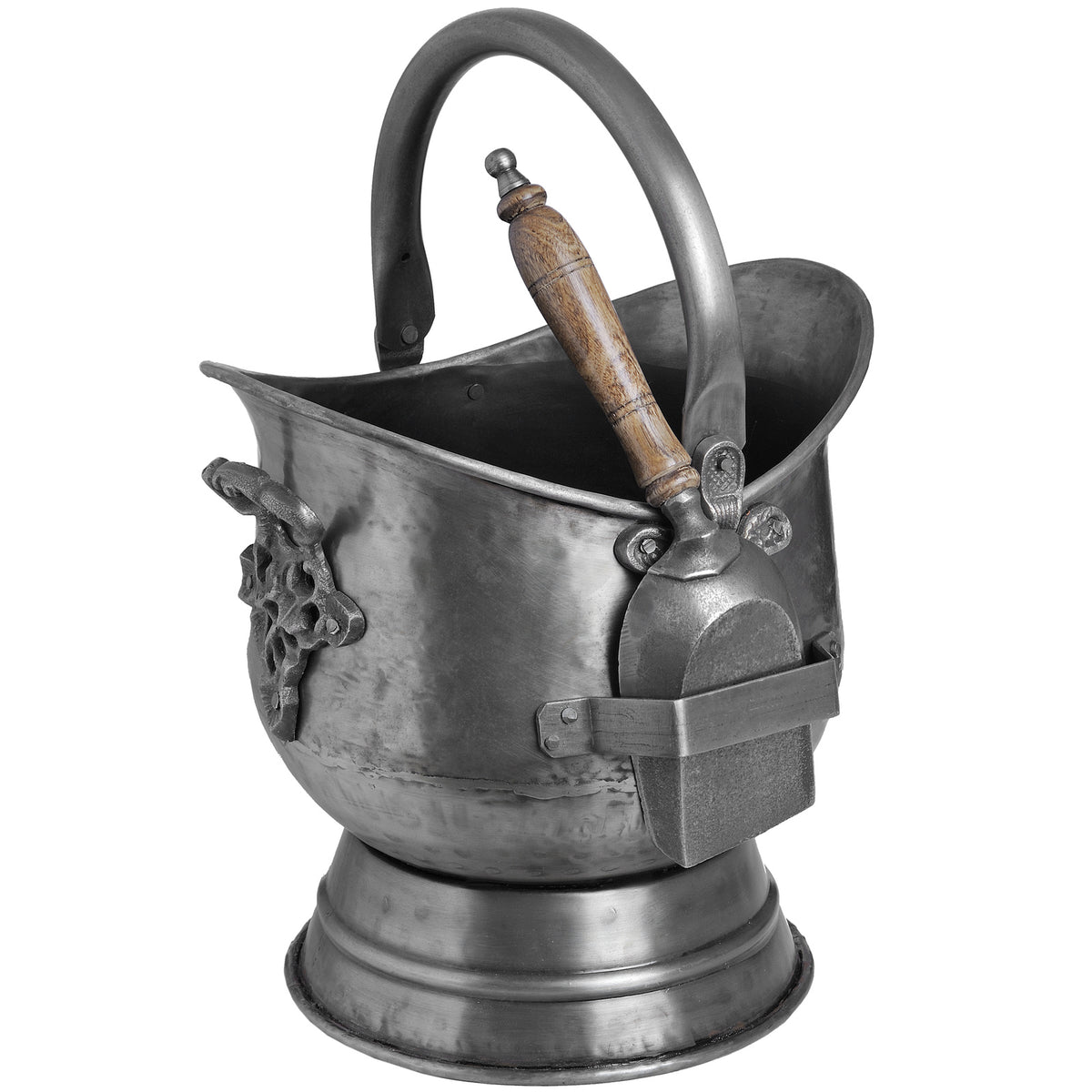 Antique Pewter Coal Bucket with Shovel by Hill Interiors - image 2