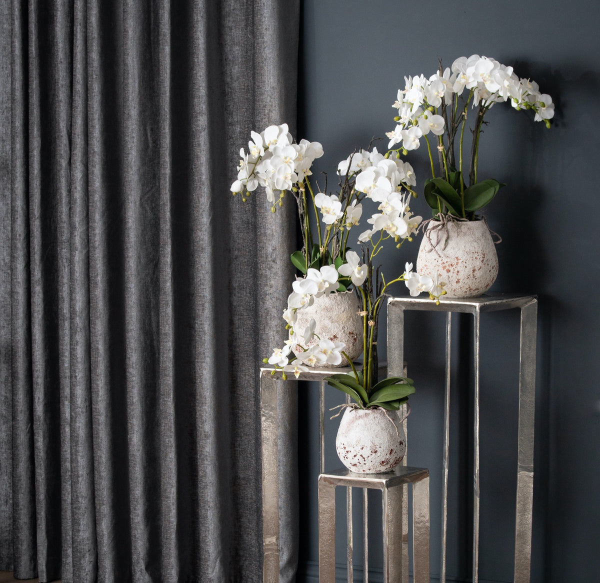 White Orchid In Stone Pot by Hill Interiors - image 4
