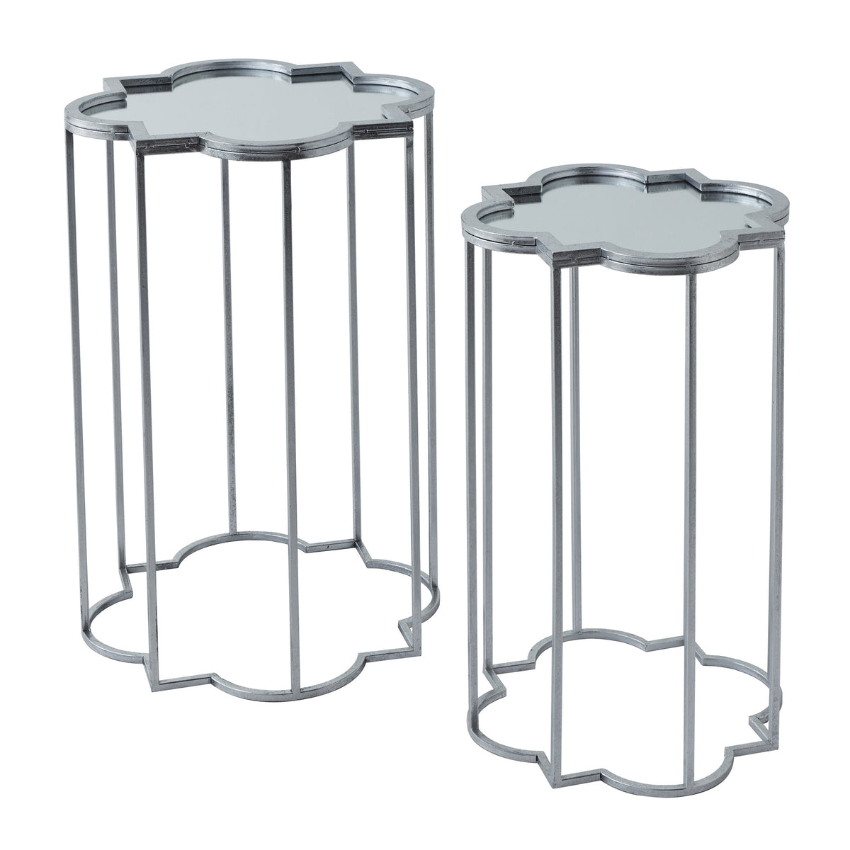 Quarter Foil Mirrored Set Of Two Side Tables by Hill Interiors - image 2