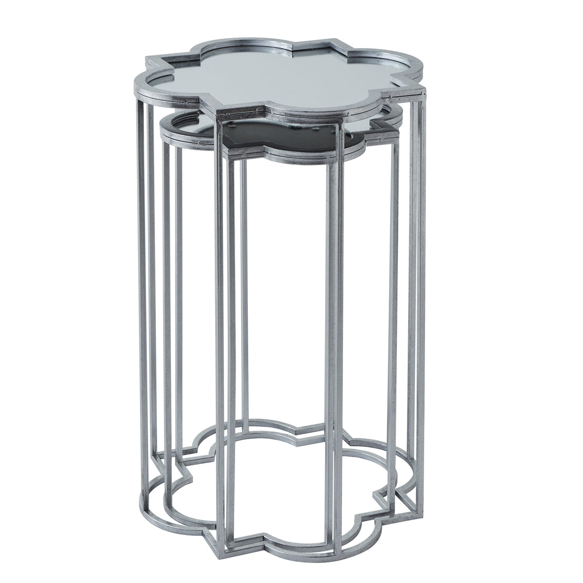 Quarter Foil Mirrored Set Of Two Side Tables by Hill Interiors - image 3