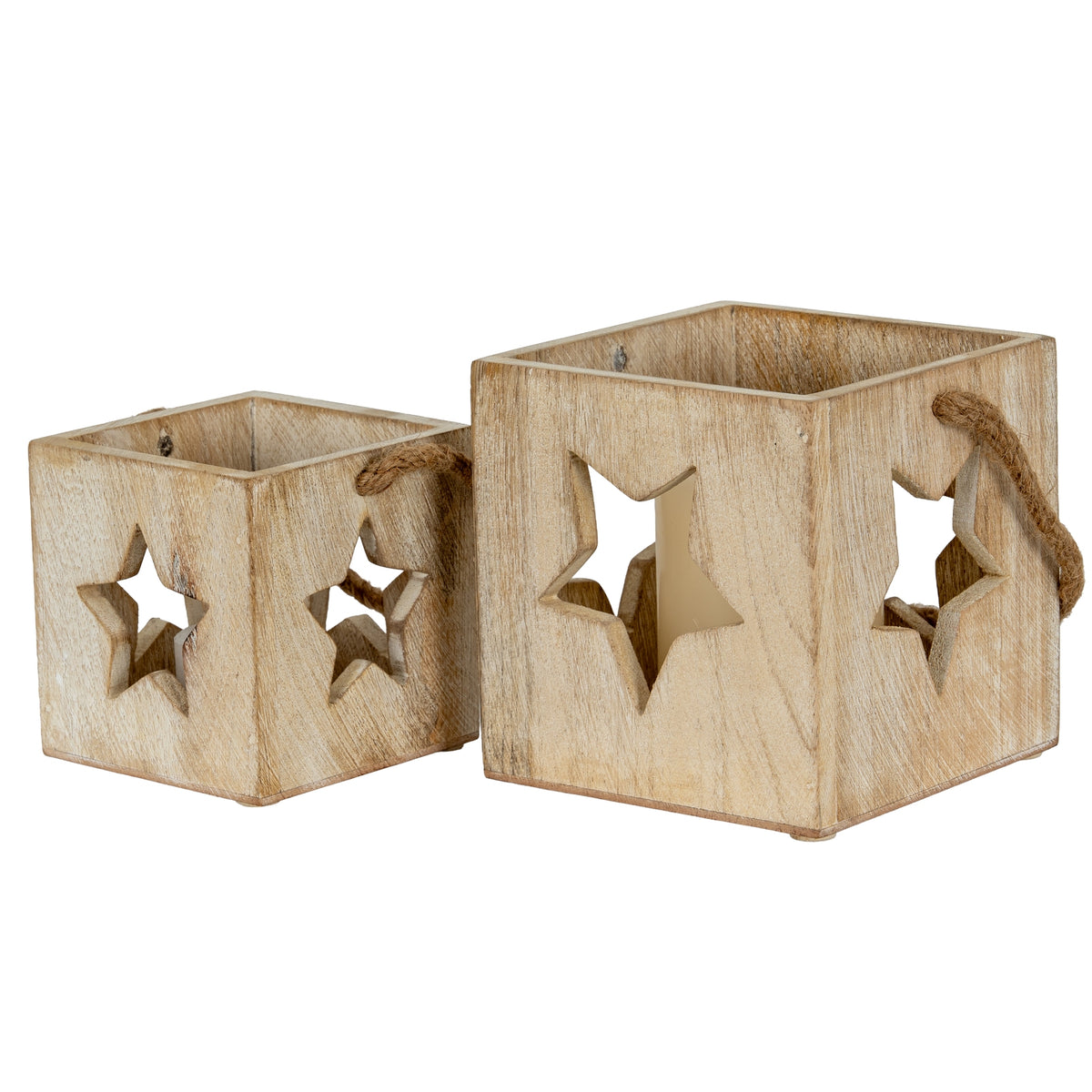 Washed Wood Star Tealight Candle Holder by Hill Interiors - image 4
