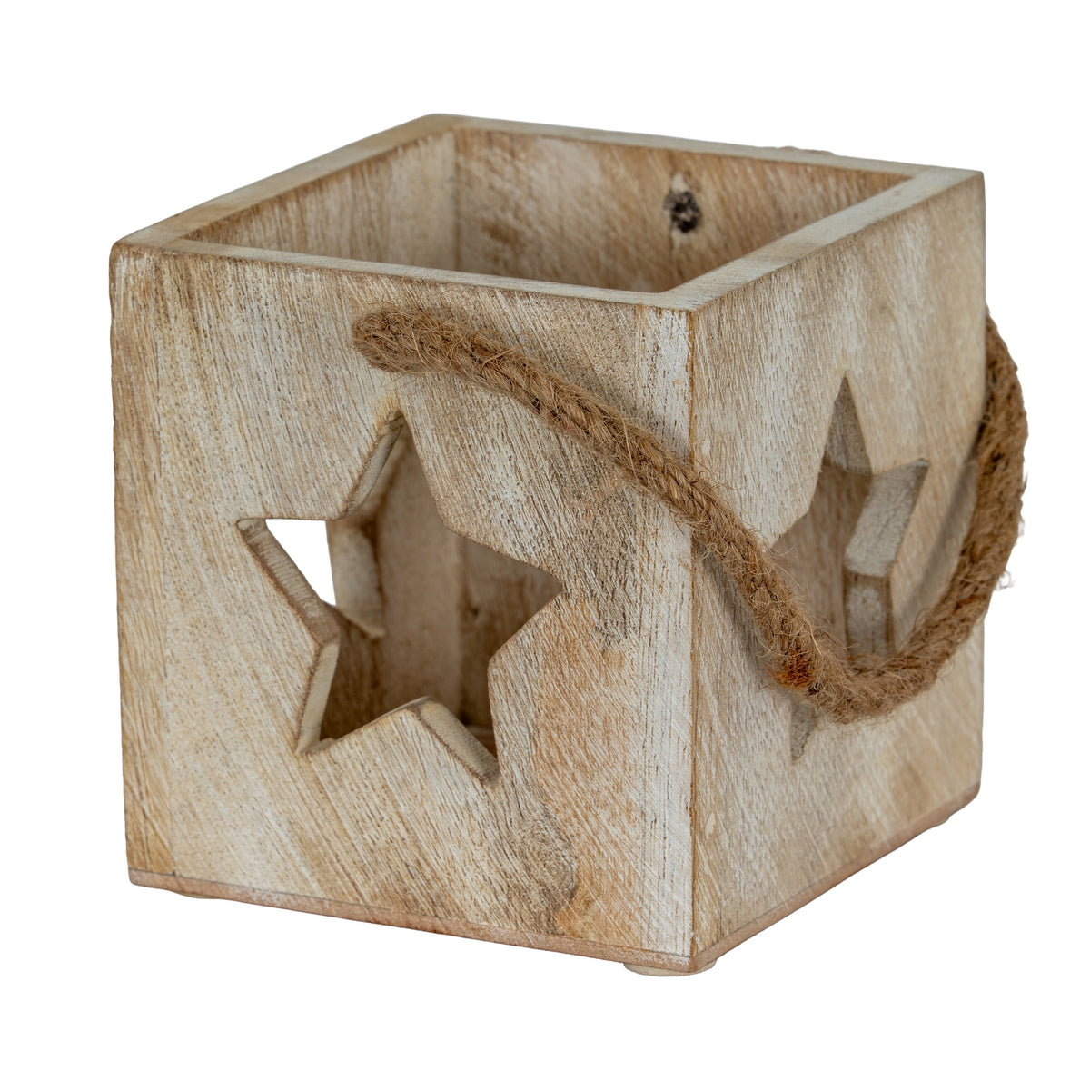 Washed Wood Star Tealight Candle Holder by Hill Interiors