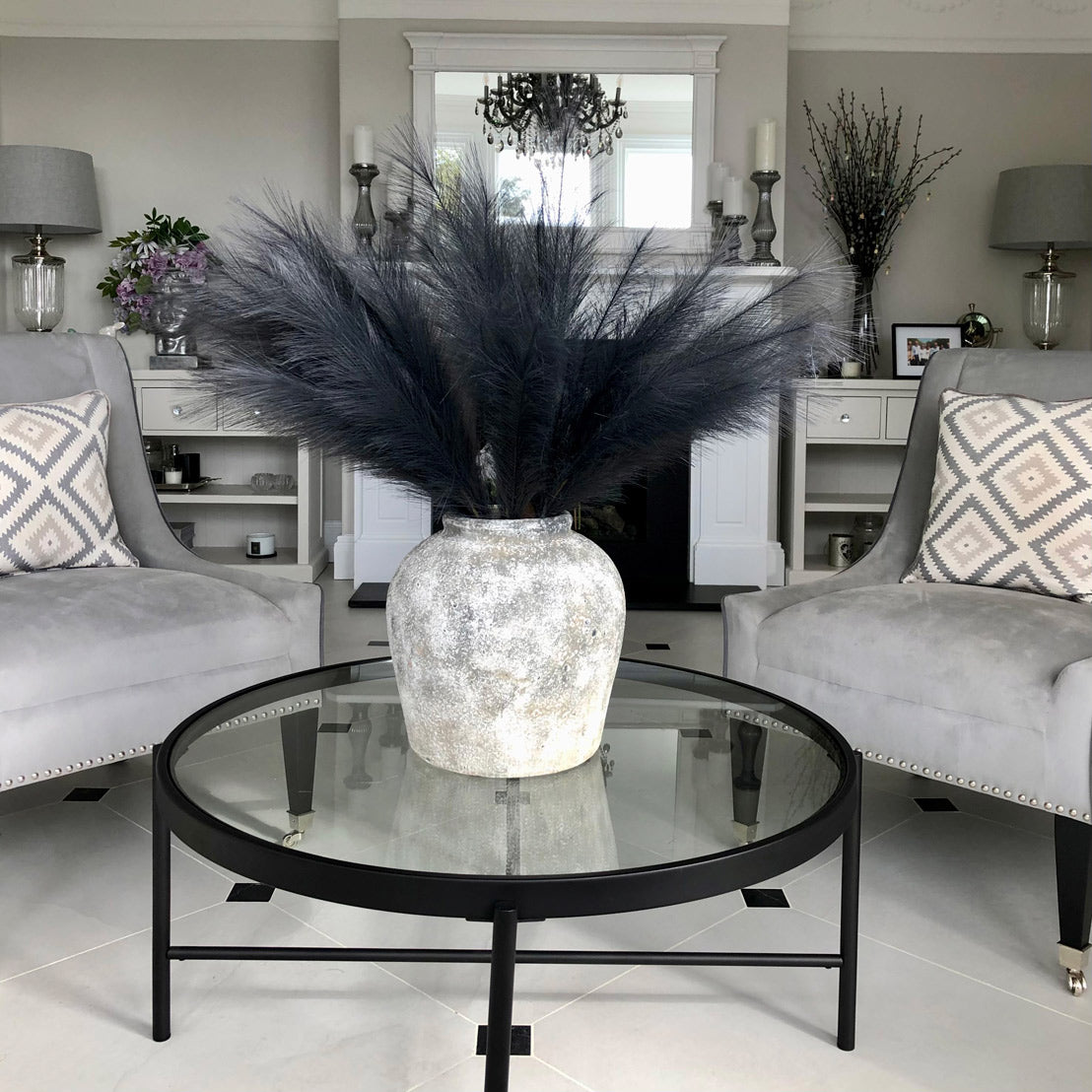 Grey Large Faux Pampas Grass Stem by Hill Interiors - image 2