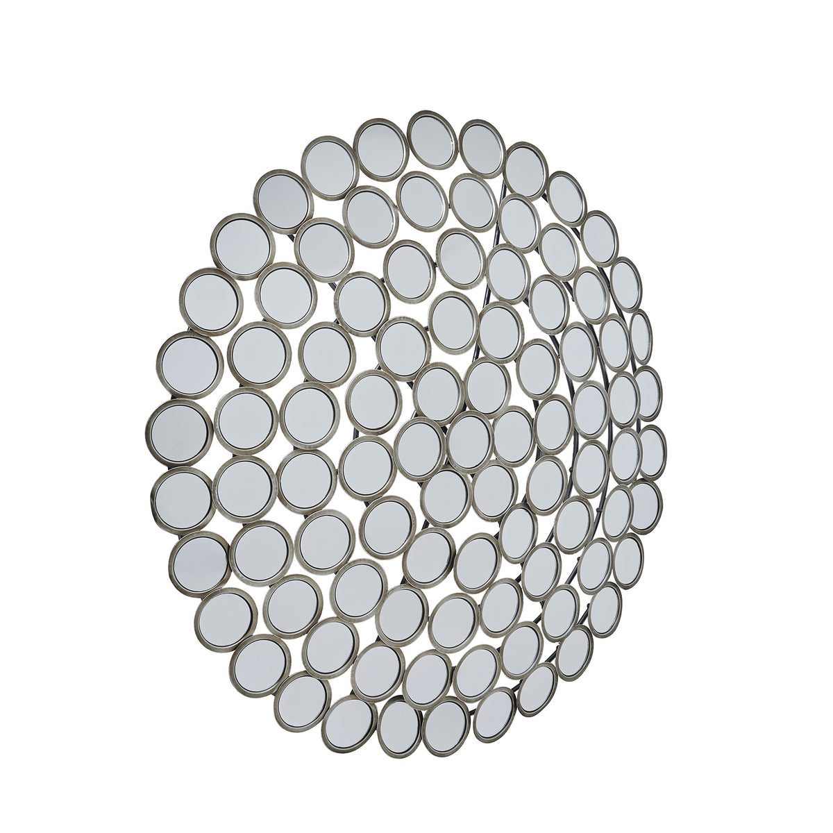 Large Round Convex Antiqued Silver Multi Mirror by Hill Interiors