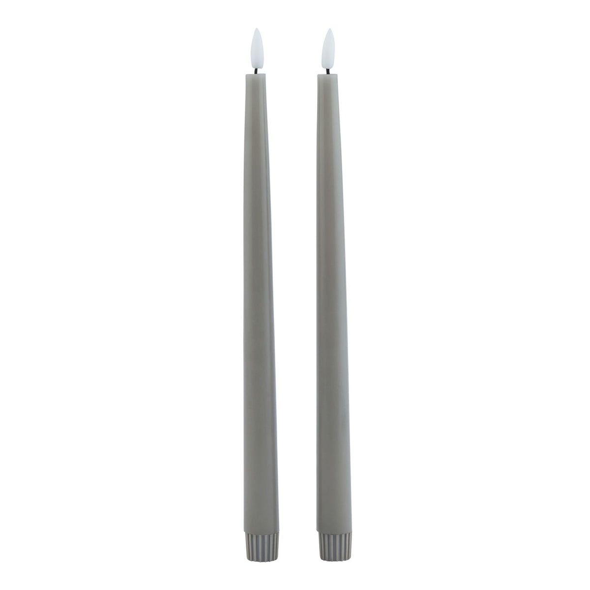 Luxe Collection S/2 Grey LED Wax Dinner Candles by Hill Interiors