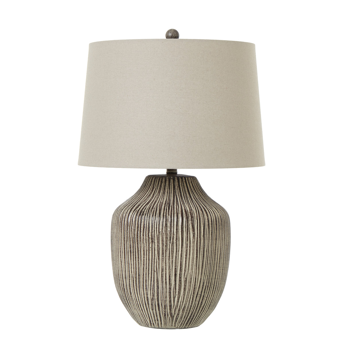 Ochre Carved Textured Table Lamp With Linen Shade by Hill Interiors - image 2
