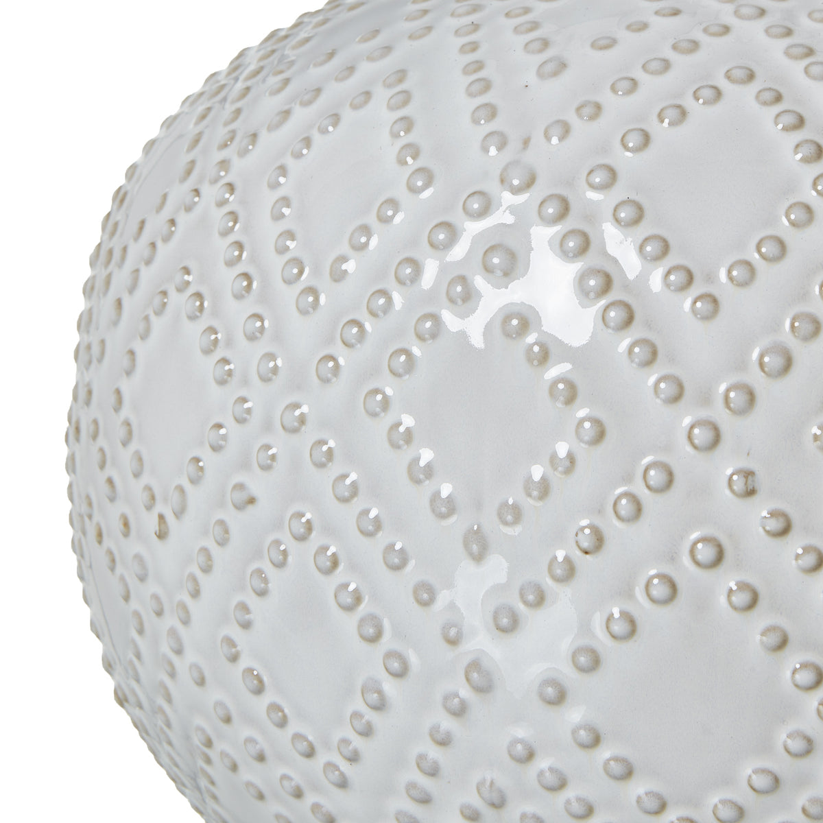 Squat White Beaded Ceramic Lamp With Linen Shade by SEDERVA - image 5
