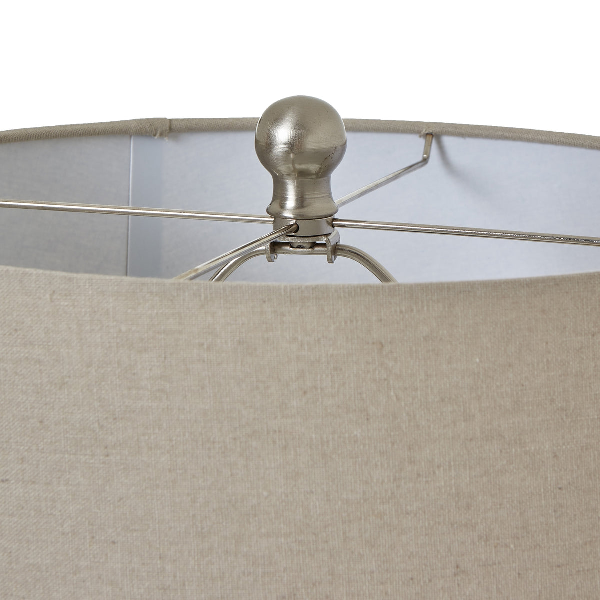 White Beaded Ceramic Lamp With Linen Shade by Hill Interiors - image 2
