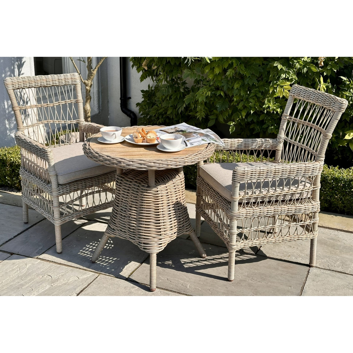 Amalfi Collection Outdoor Bistro Table With Wood Top by Hill Interiors - image 2