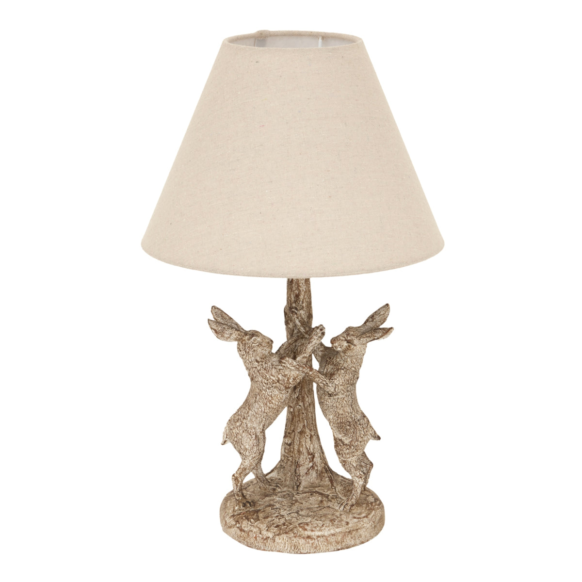 Stonewashed Marching Hares Lamp With Linen Shade by Hill Interiors