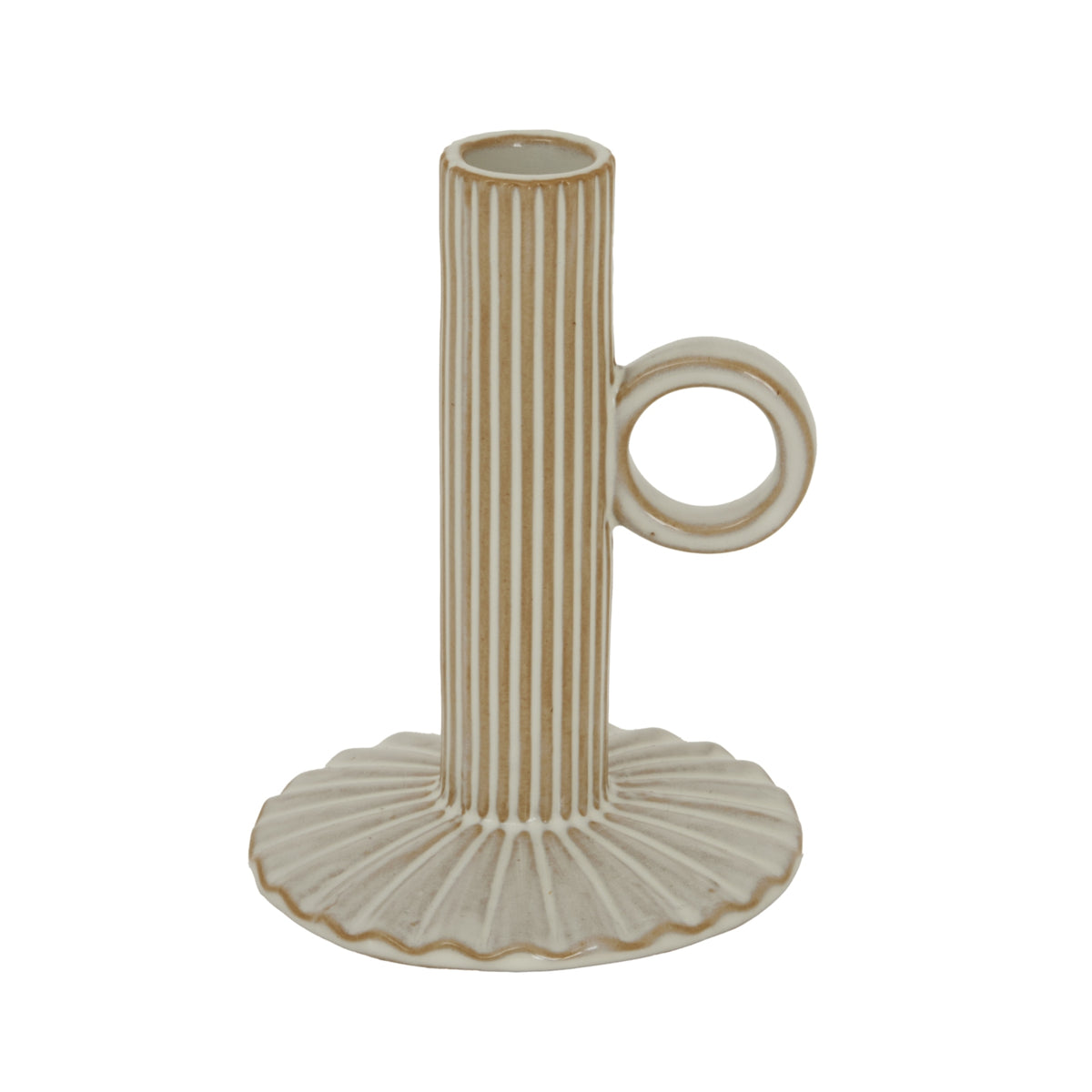 Alora Ceramic Taper Candle Holder With Handle by Hill Interiors