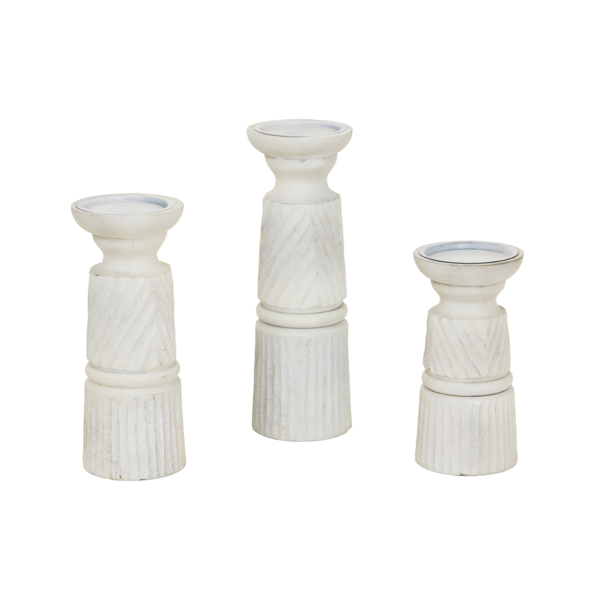 Large White Carved Candle Holder by Hill Interiors - image 4