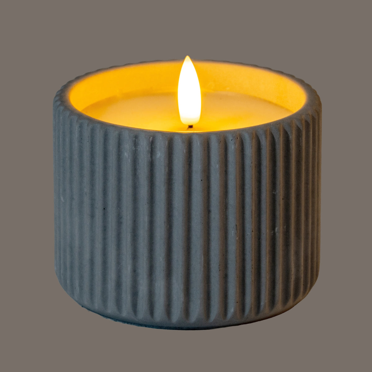 Luxe Collection Natural Glow Chalk Ribbed Medium Led Candle by Hill Interiors - image 2