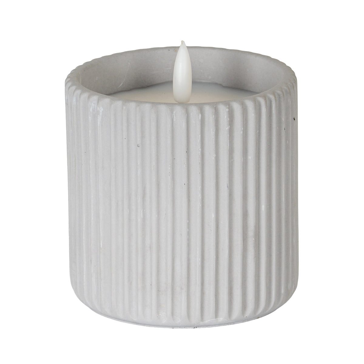 Luxe Collection Natural Glow Chalk Ribbed Large Led Candle by SEDERVA