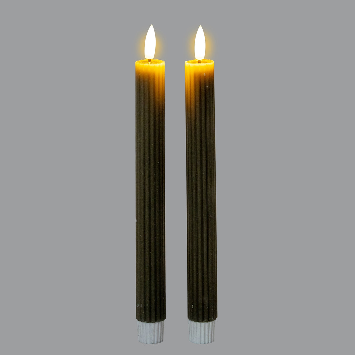 Luxe Collection Natural Glow Grey Ribbed Taper Candles by Hill Interiors - image 2