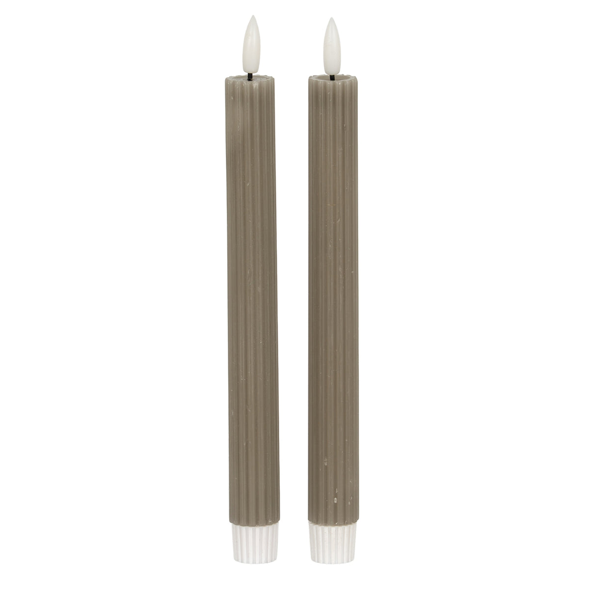 Luxe Collection Natural Glow Grey Ribbed Taper Candles by Hill Interiors