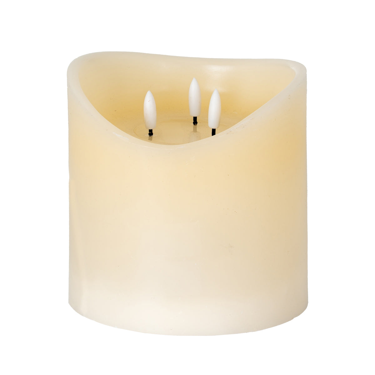 Luxe Collection Natural Glow 6x6 Cream Melted LED Candle by Hill Interiors
