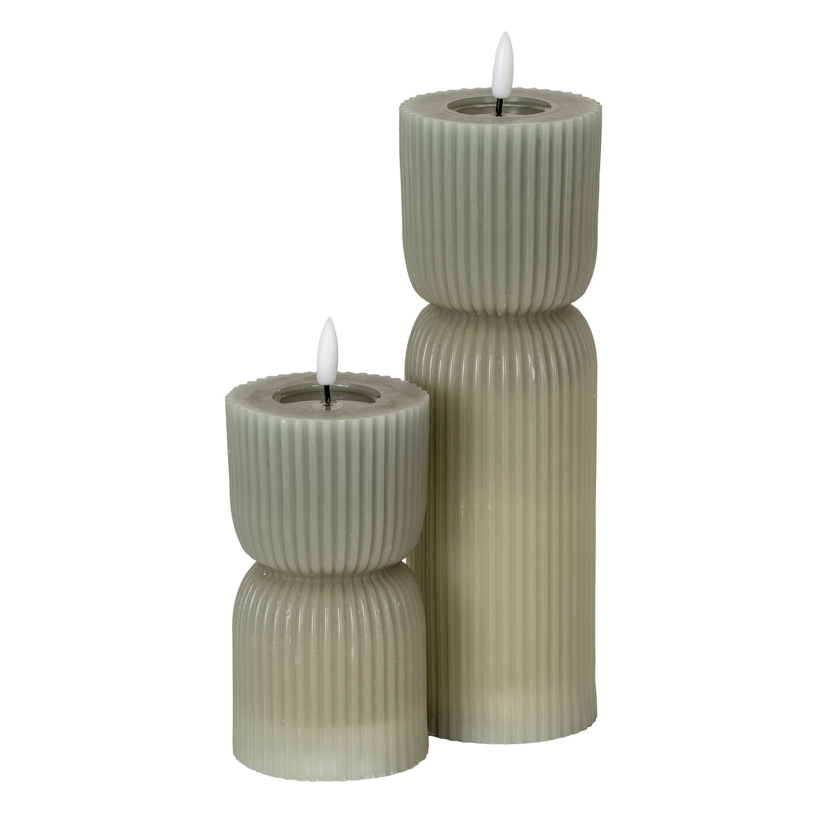 Luxe Collection Natural Glow 2.75x6 Grey Carved LED Candle by Hill Interiors - image 3