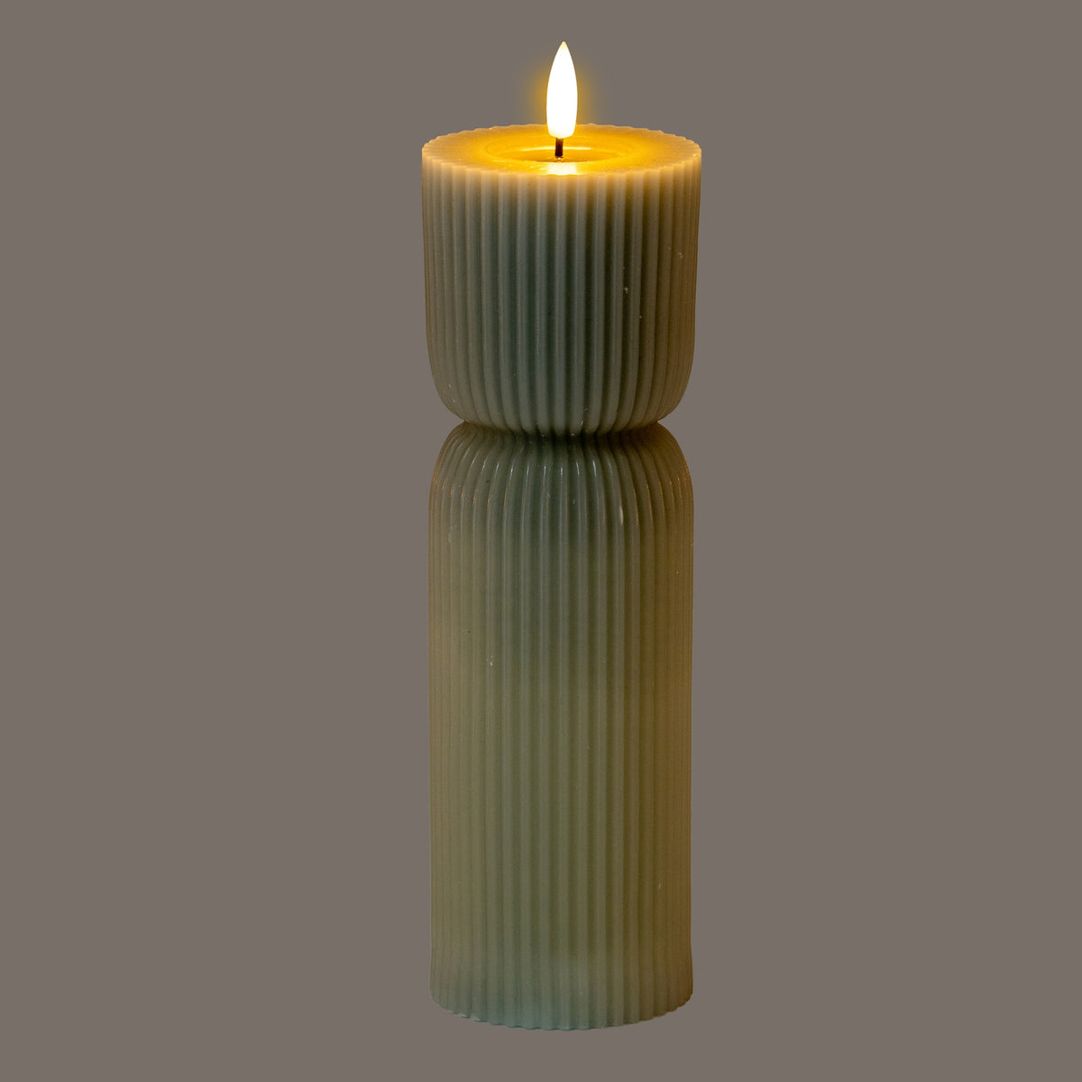Luxe Collection Natural Glow 2.75x10 Grey Carved LED Candle by Hill Interiors - image 2