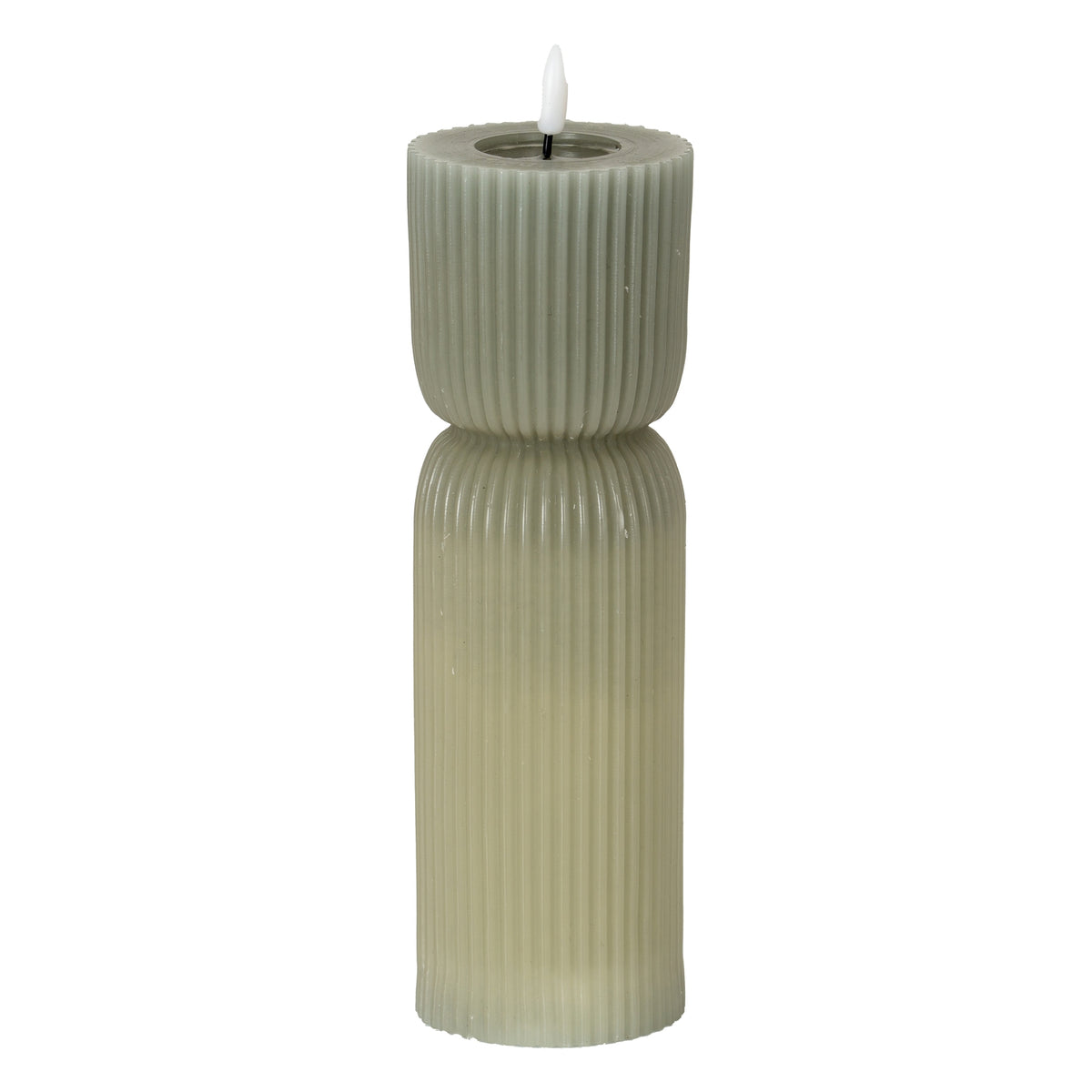 Luxe Collection Natural Glow 2.75x10 Grey Carved LED Candle by Hill Interiors