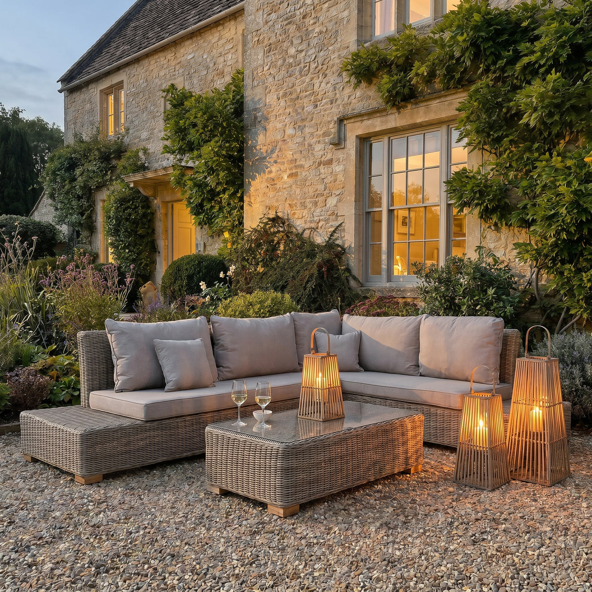 Large Silo Wicker Lantern With Glass Holder by Hill Interiors
