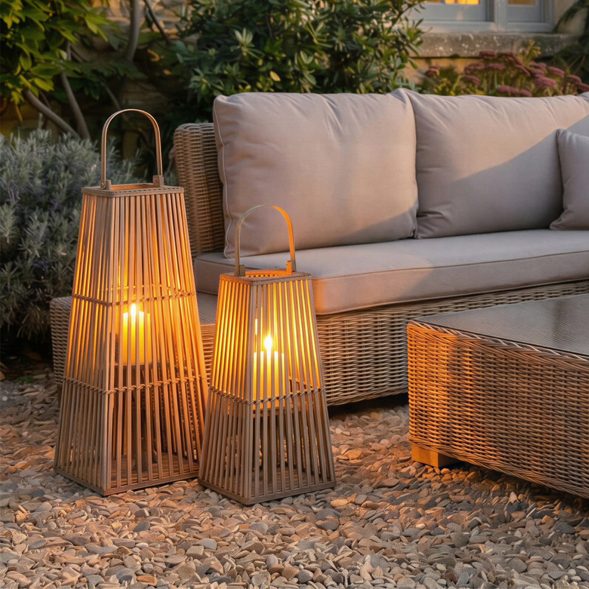 Medium Silo Wicker Lantern With Glass Holder by Hill Interiors