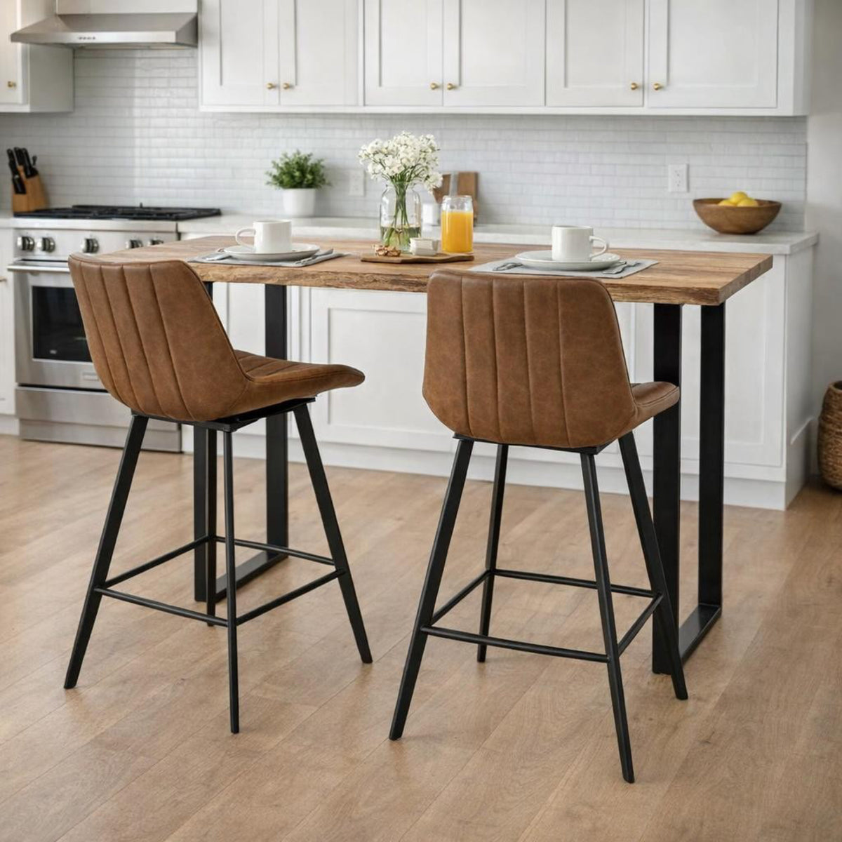 Malmo Tan Swivel Bar Stool by Hill Interiors