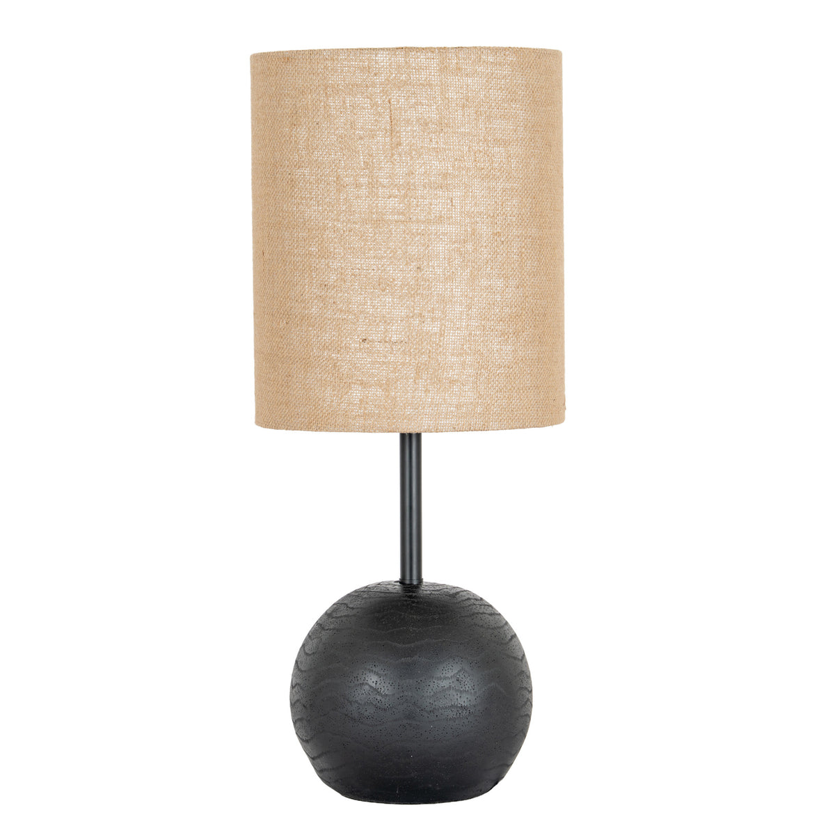 Black Cannon Table Lamp With Hessian Shade by SEDERVA - image 2