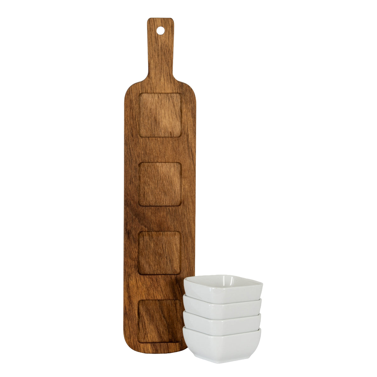 Acacia Serving Board including Four Ceramic Serving Bowls by Hill Interiors - image 4