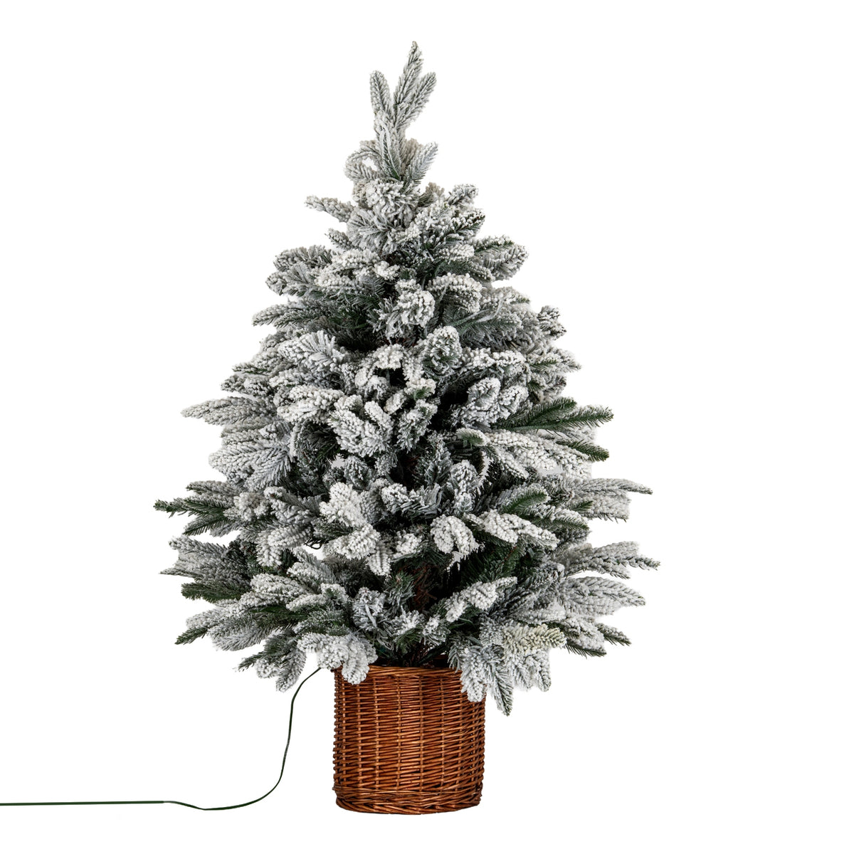 Snowy Norway Fir Pre-Lit Led 300L Fir Tree In Rattan Pot by Hill Interiors