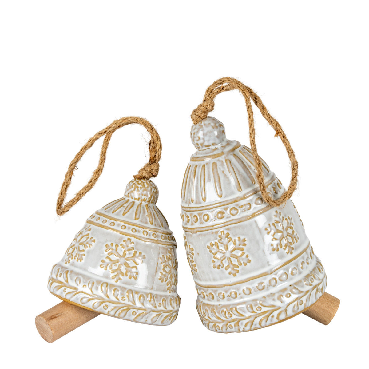 Ceramic Bell Tree Ornament With Snowflake Detail by SEDERVA - image 3