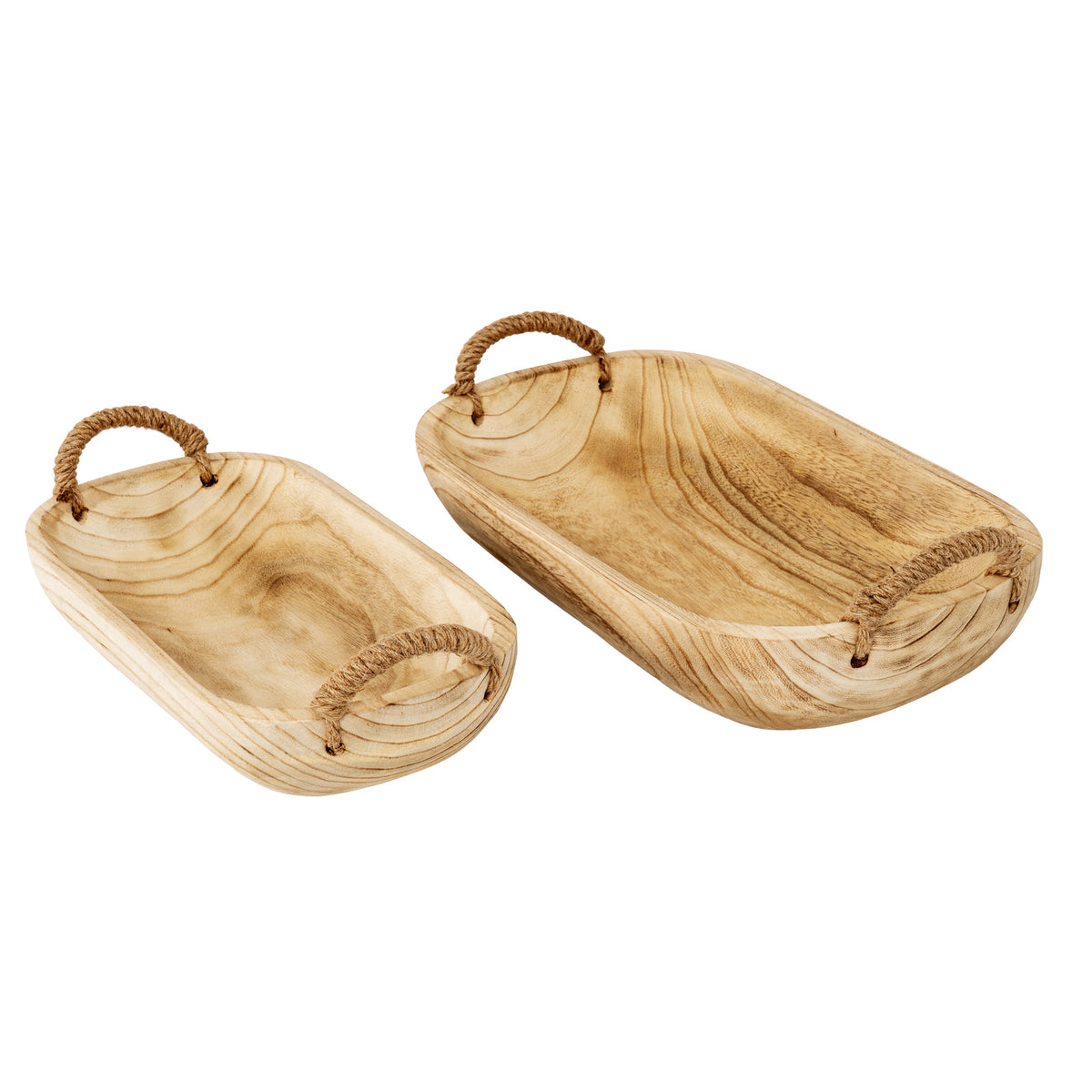 Set Of 2 Artisan Deep Rectangular Trays With Rope Handles by Hill Interiors - image 2