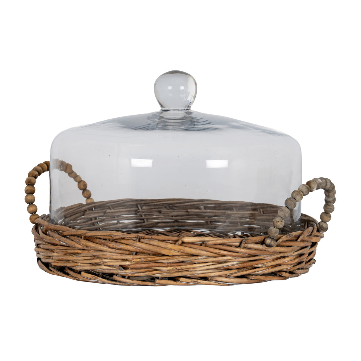 Briar Collection Wicker Tray With Glass Cloche by Hill Interiors