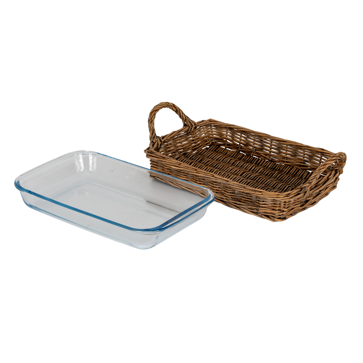 Briar Collection Glass Serving Dish With Wicker Tray by Hill Interiors - image 3