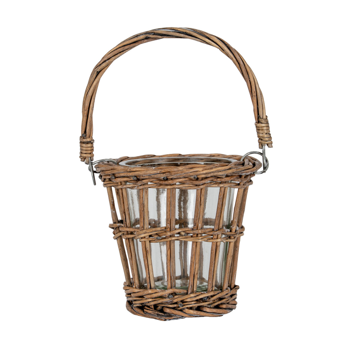 Briar Collection Wicker Basket Lantern With Handle by Hill Interiors
