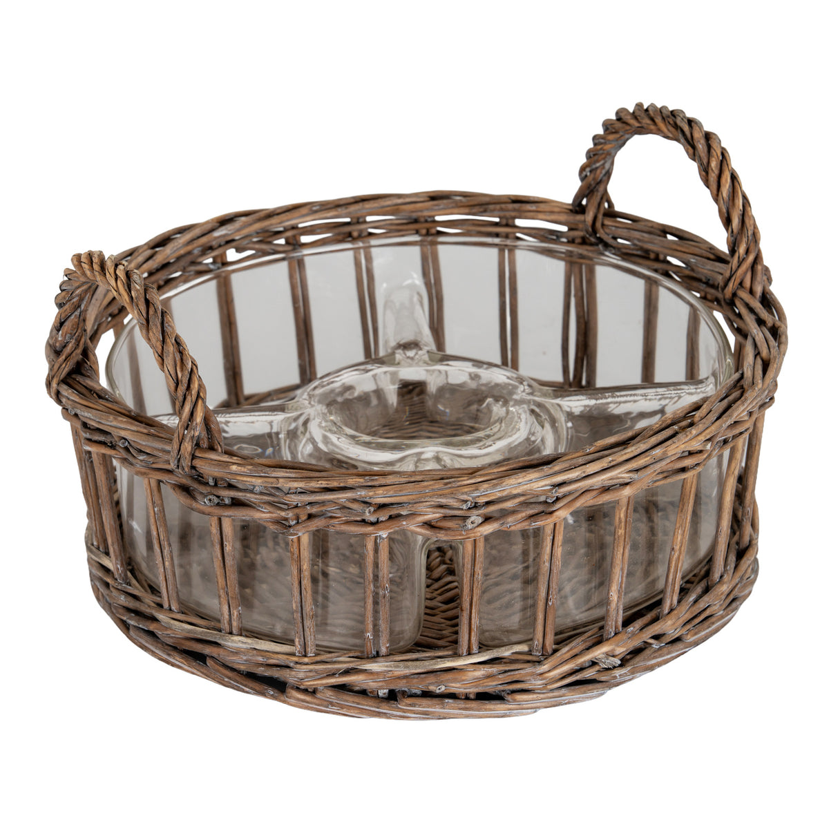 Briar Collection Glass Nibbles Bowl With Wicker Tray by Hill Interiors