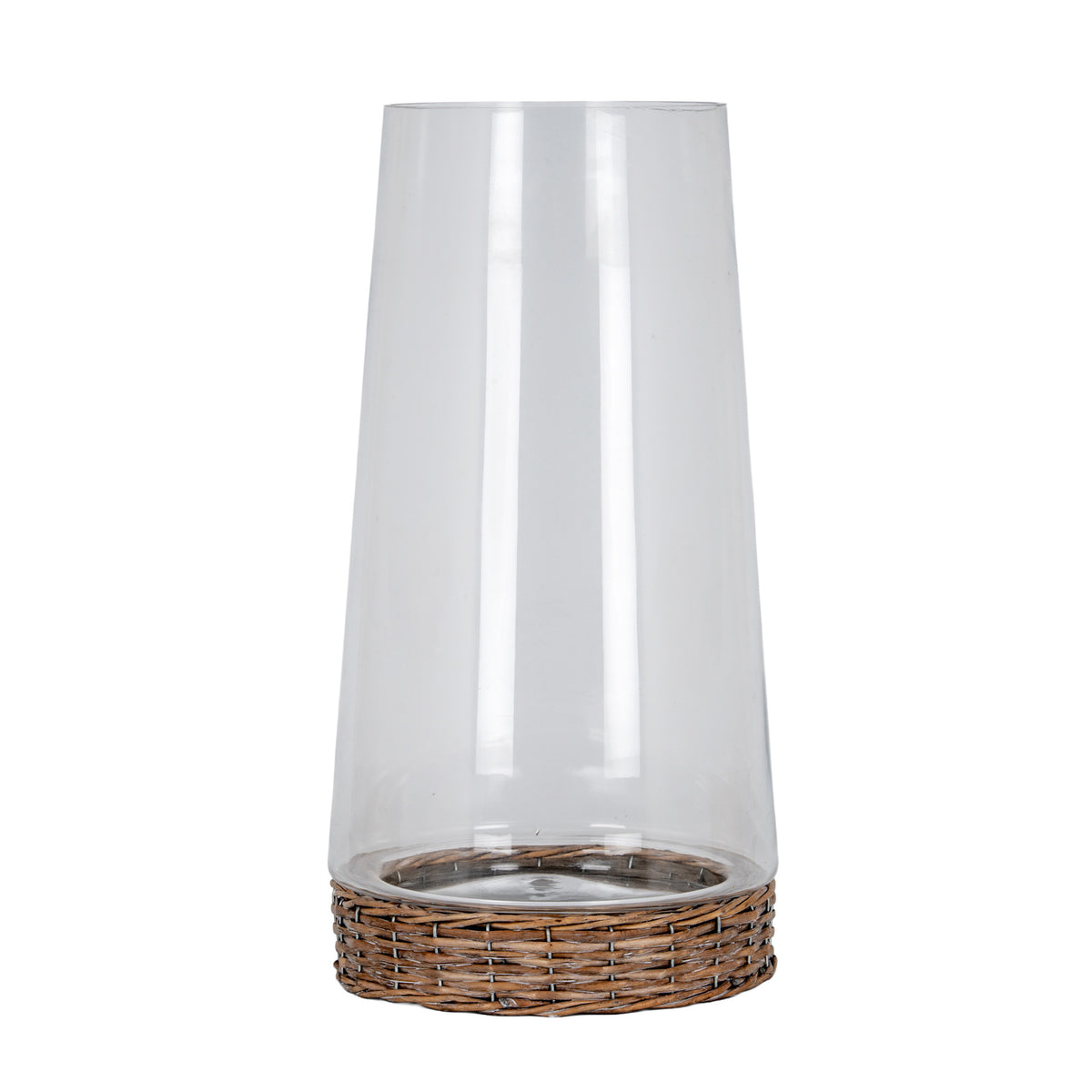 Briar Collection Large Hurricane Lantern With Wicker Tray by Hill Interiors