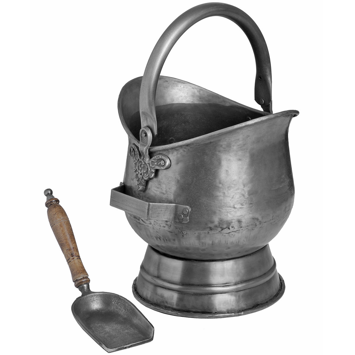 Antique Pewter Coal Bucket with Shovel by Hill Interiors - image 3