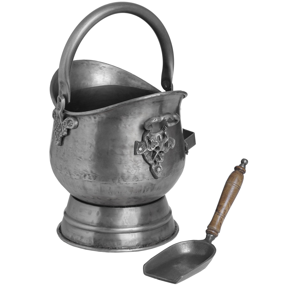 Antique Pewter Coal Bucket with Shovel by Hill Interiors - image 4