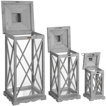 Set Of Three Wooden Lanterns With Traditional Cross Section by Hill Interiors - image 3