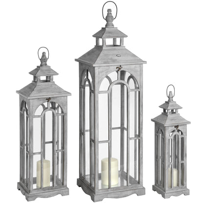 Set Of Three Wooden Lanterns With Archway Design by Hill Interiors - image 2