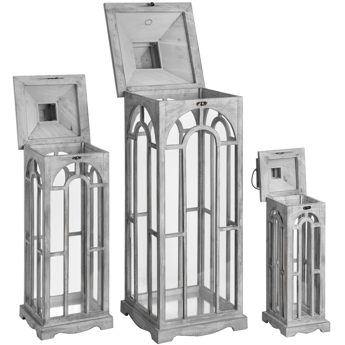 Set Of Three Wooden Lanterns With Archway Design by Hill Interiors - image 5