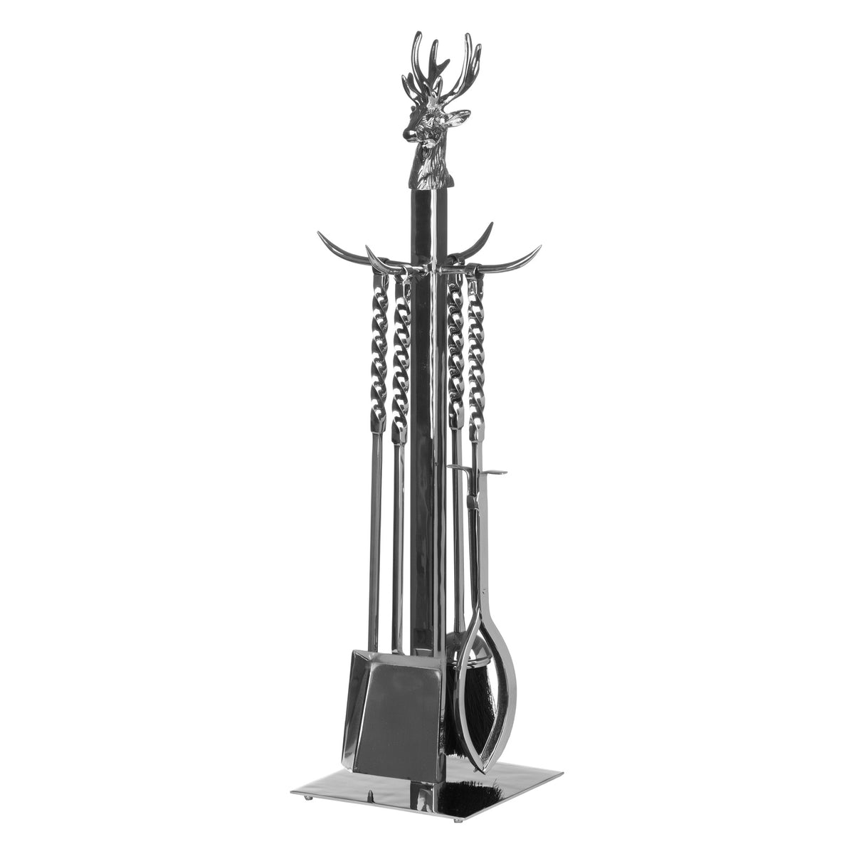 Hand Turned Stag Companion Set In Polished Nickel by Hill Interiors - image 2
