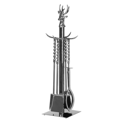 Hand Turned Stag Companion Set In Polished Nickel by Hill Interiors - image 2