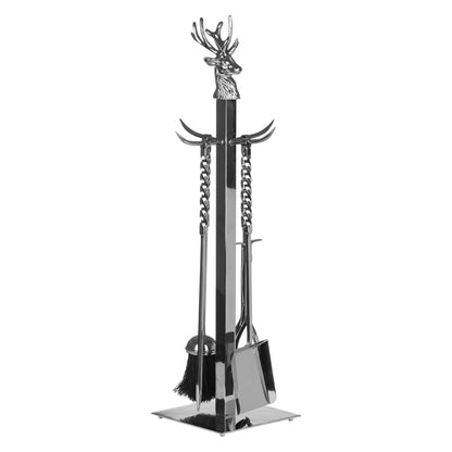 Hand Turned Stag Companion Set In Polished Nickel by Hill Interiors - image 3