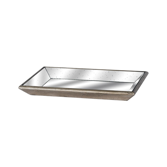Astor Distressed Mirrored Tray With Wooden Detailing by Hill Interiors