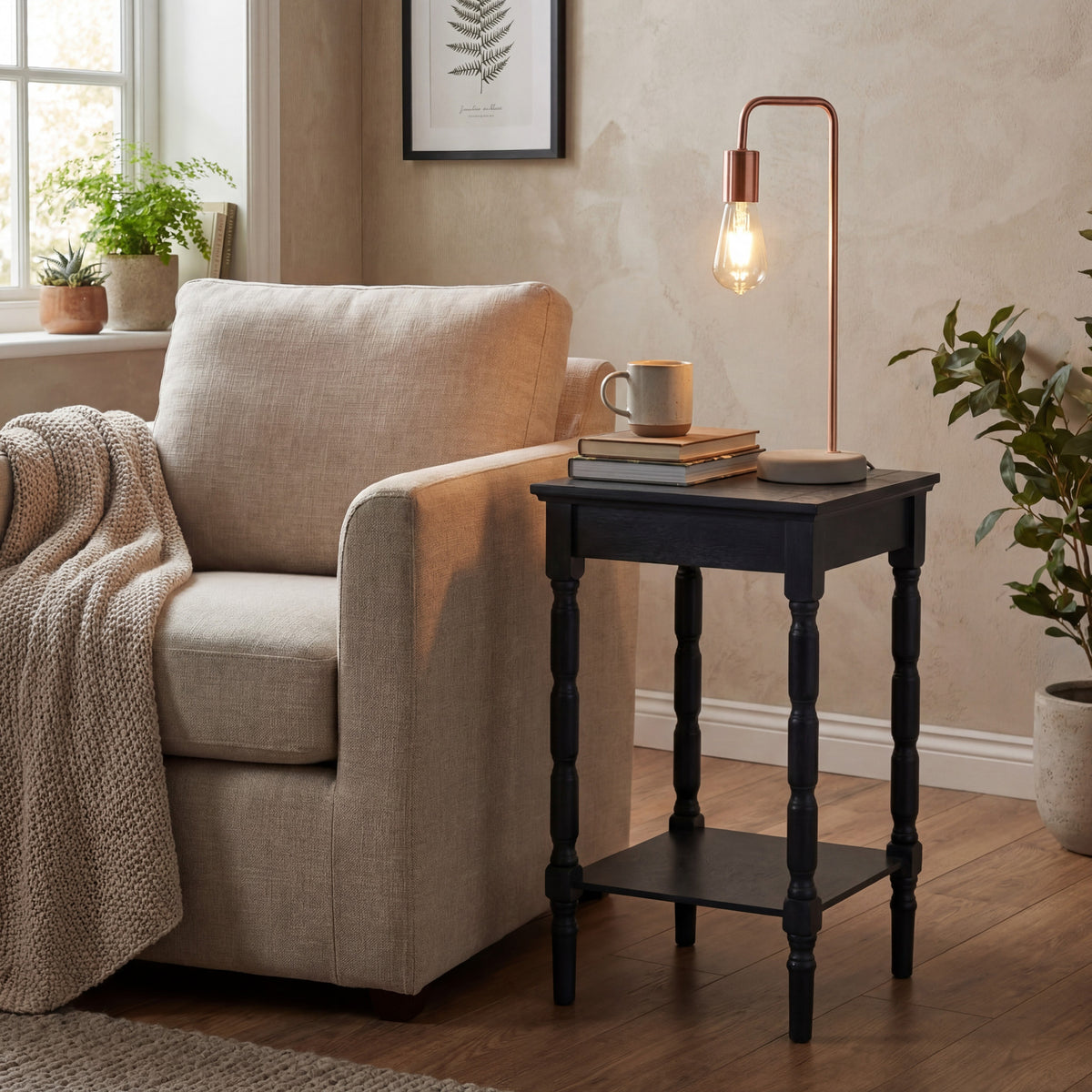 Copper Industrial Lamp With Stone Base by Hill Interiors
