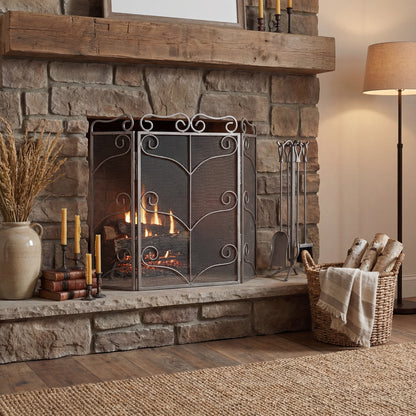 Heavy Large Antique Silver Fire Screen by Hill Interiors