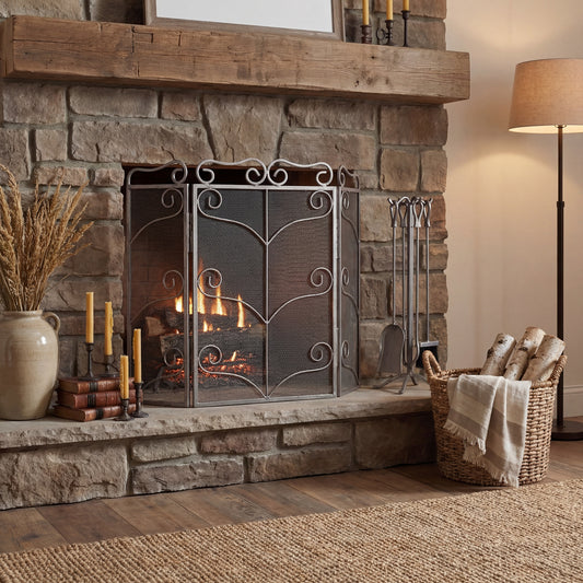 Heavy Large Antique Silver Fire Screen by Hill Interiors