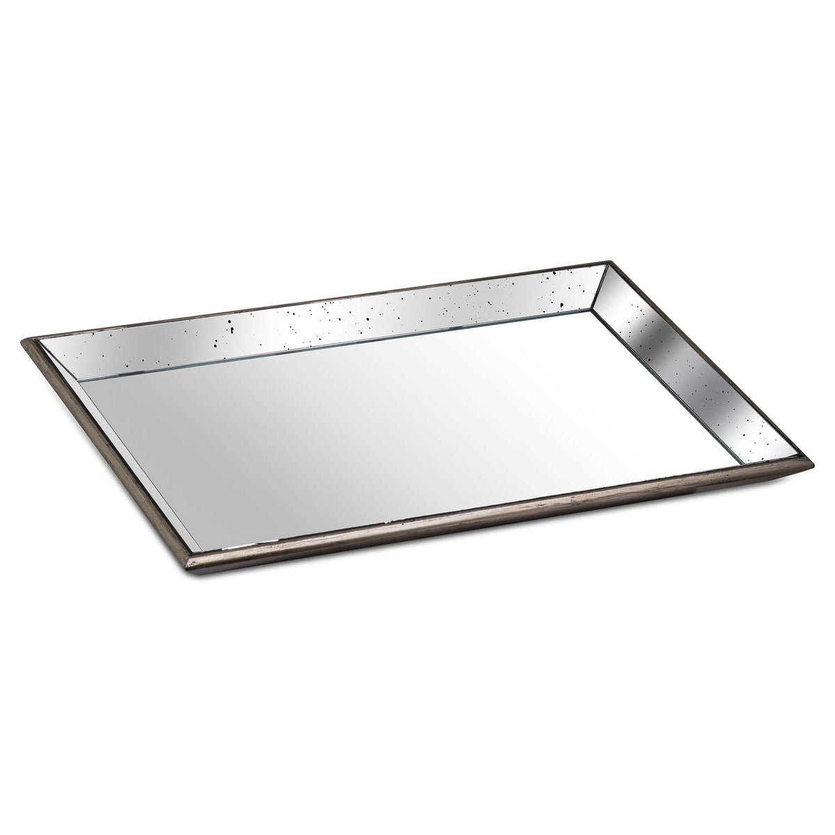 Astor Distressed Large Mirrored Tray With Wooden Detailing by SEDERVA